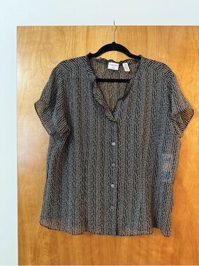 Covington Sears Vintage Blouse Short Sleeve Shirt Geometric Circles NWT 18 W 18W